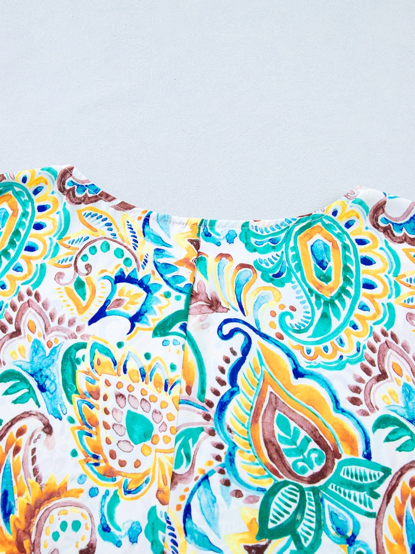 Paisley Floral Printed Puff Sleeve Blouse