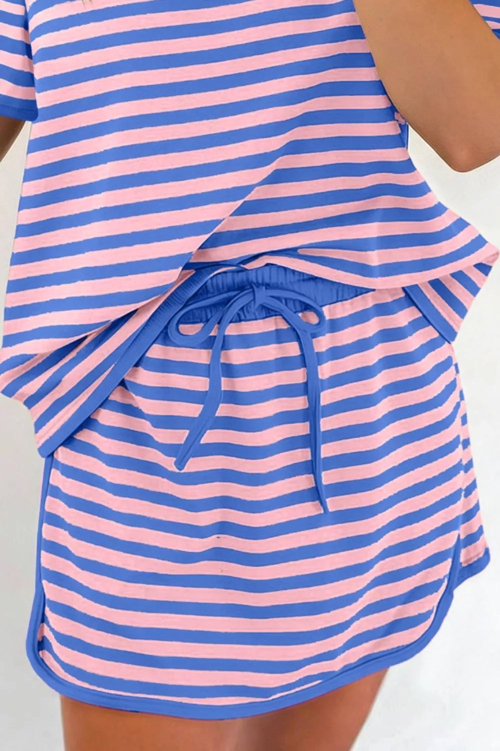 Striped Short Sleeve Tee and Shorts Set