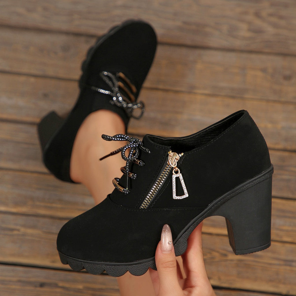 Lace-Up Block Heel Pumps