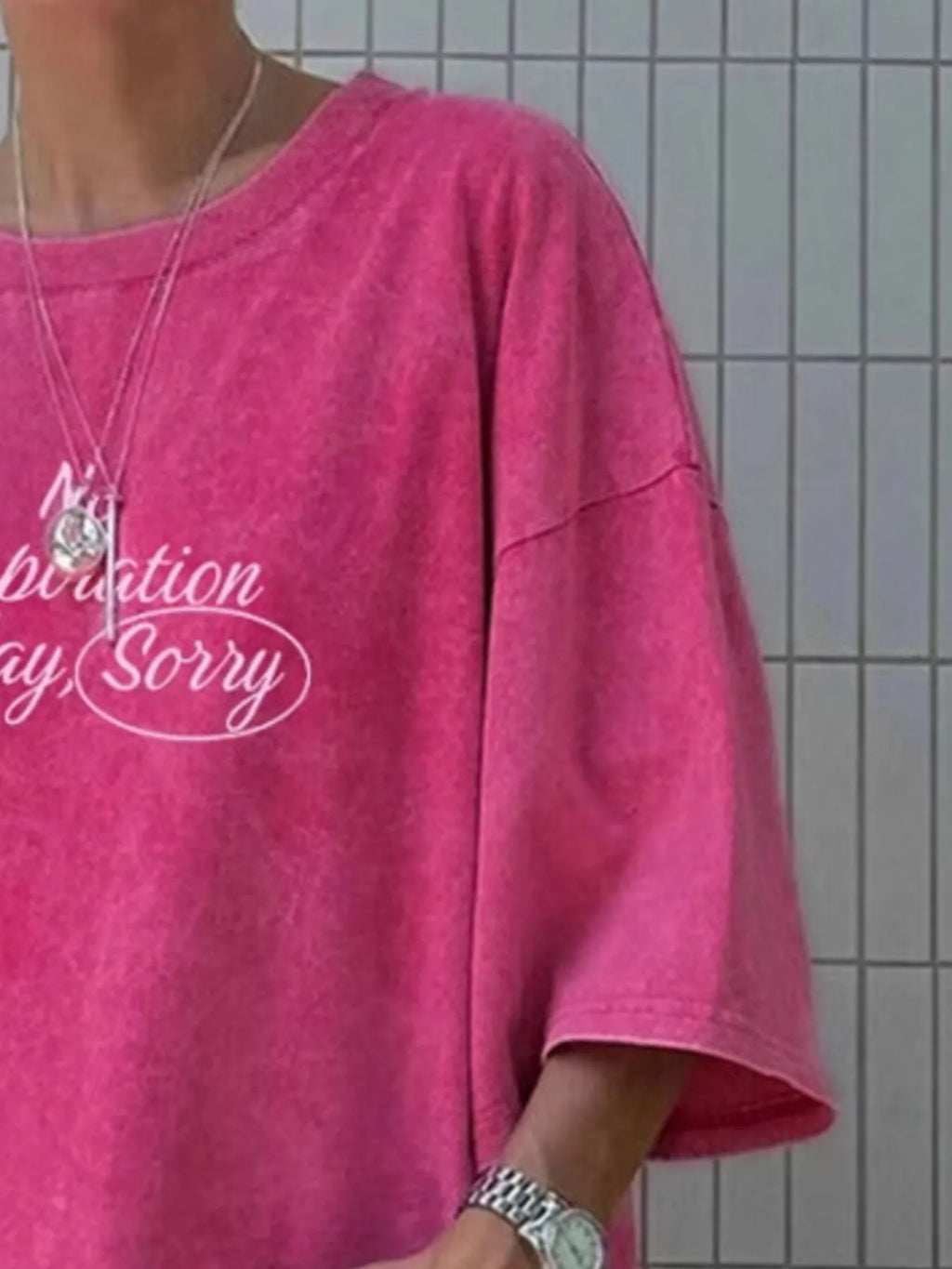 Letter Round Neck Short Sleeve T-Shirt