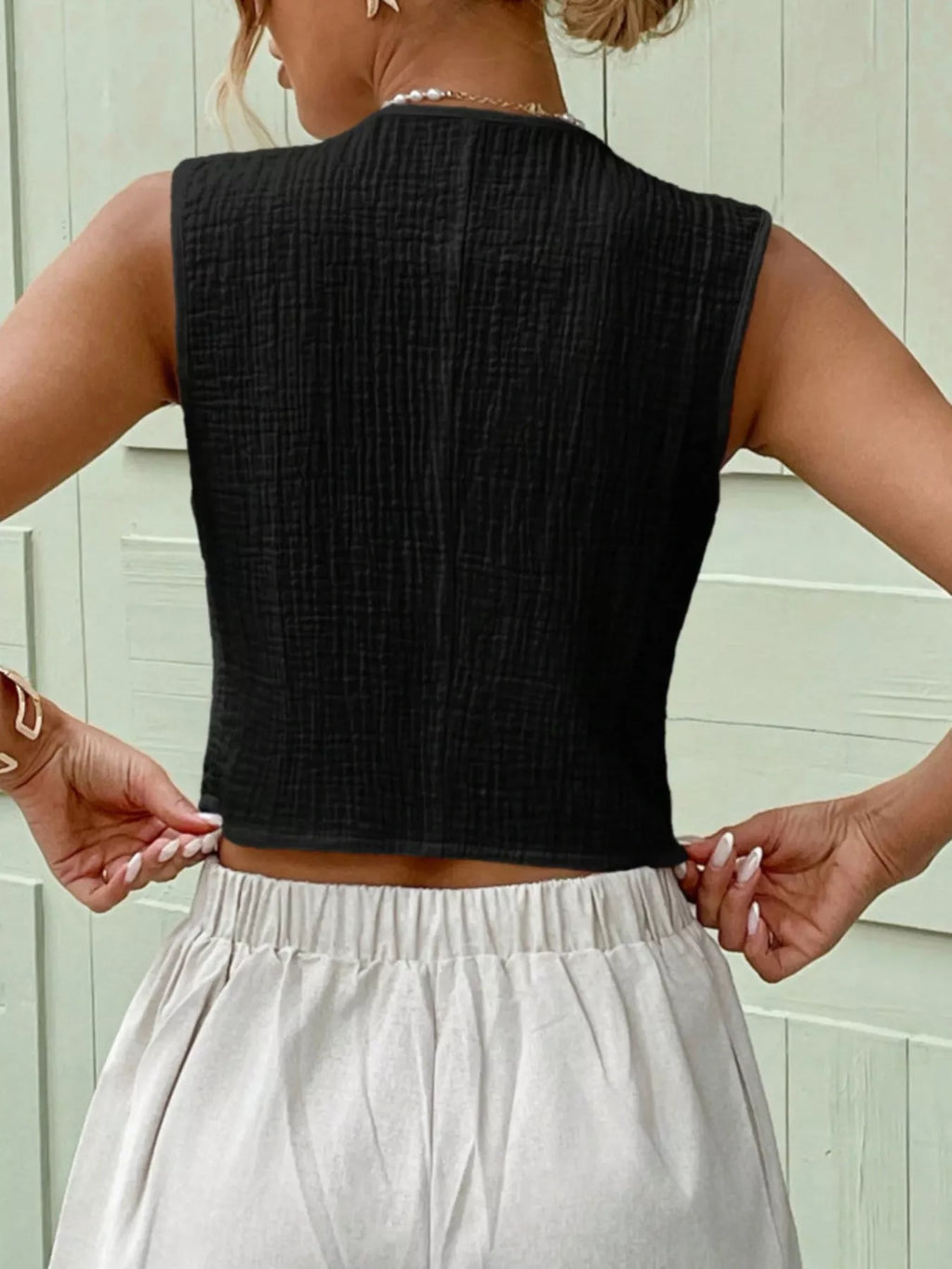 Textured Button-Front Vest