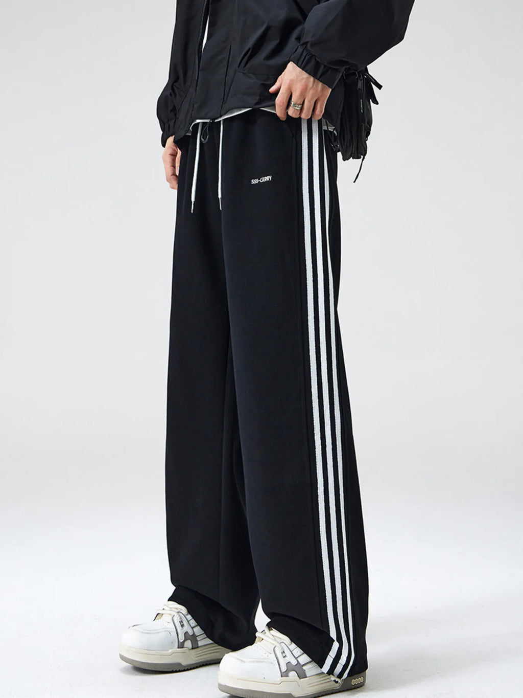Men's Plus Size Relaxed Fit Pants with Side Stripes