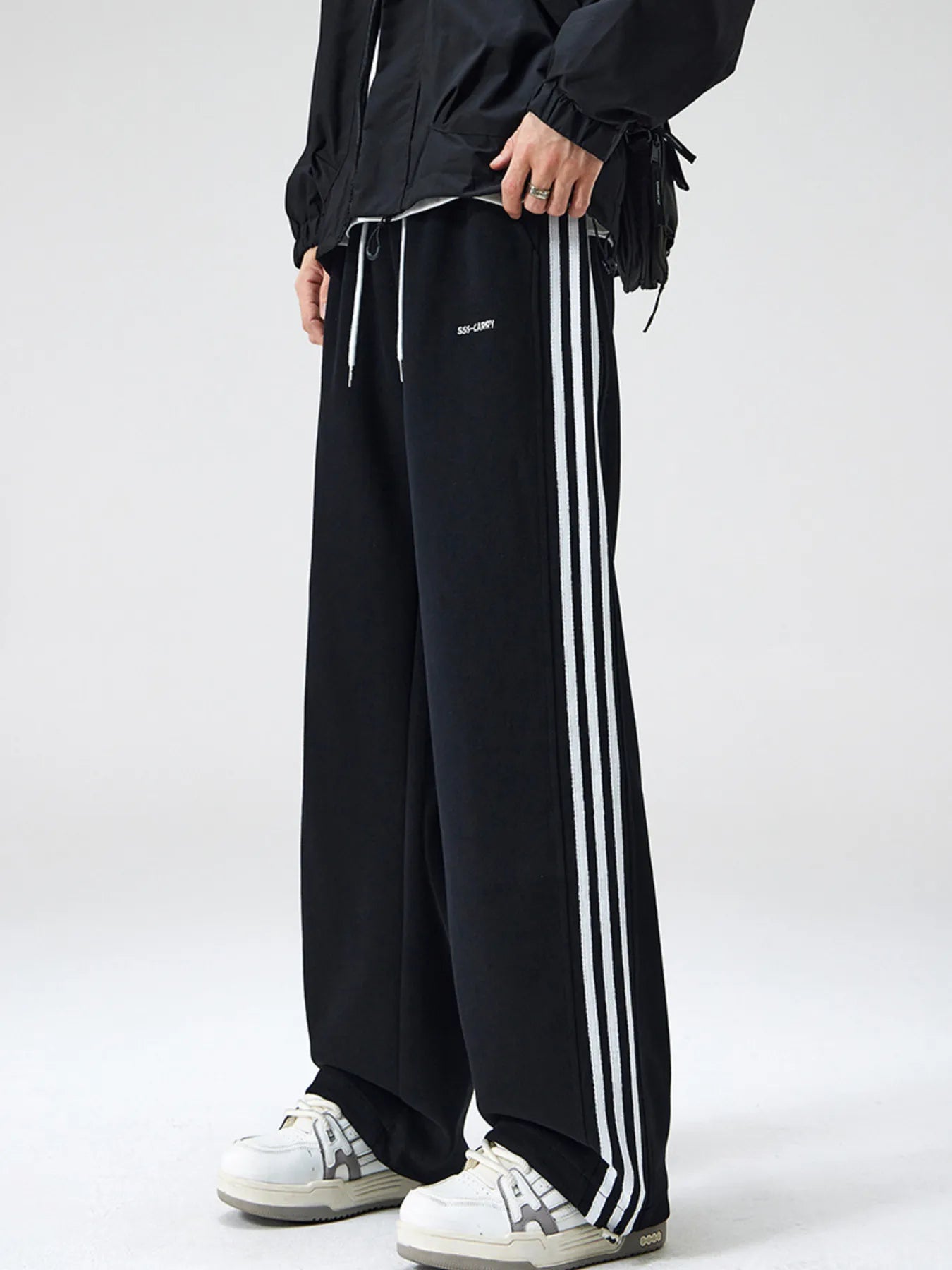 Men's Plus Size Relaxed Fit Pants with Side Stripes