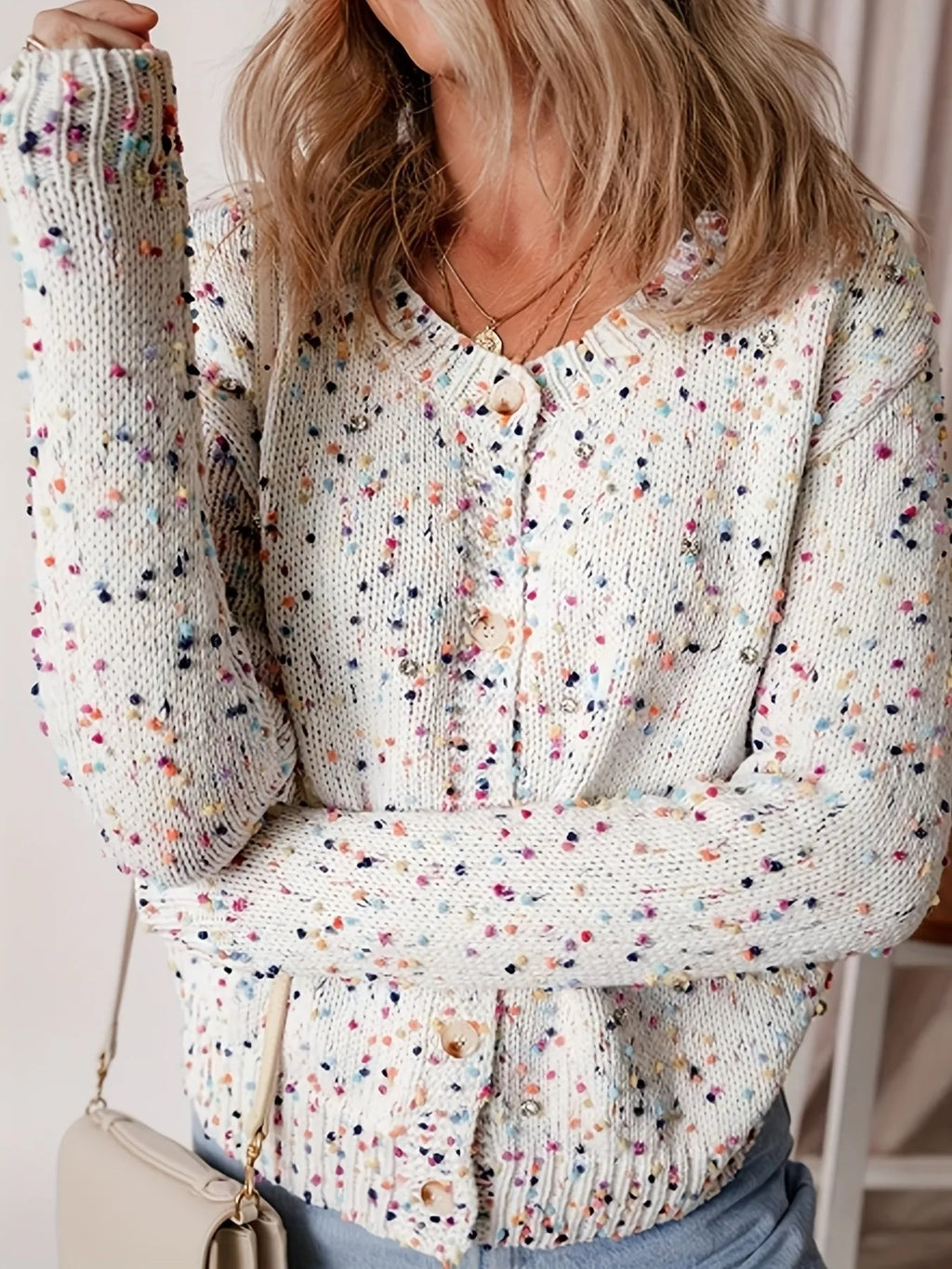 Colorful Button Up Long Sleeve Cardigan