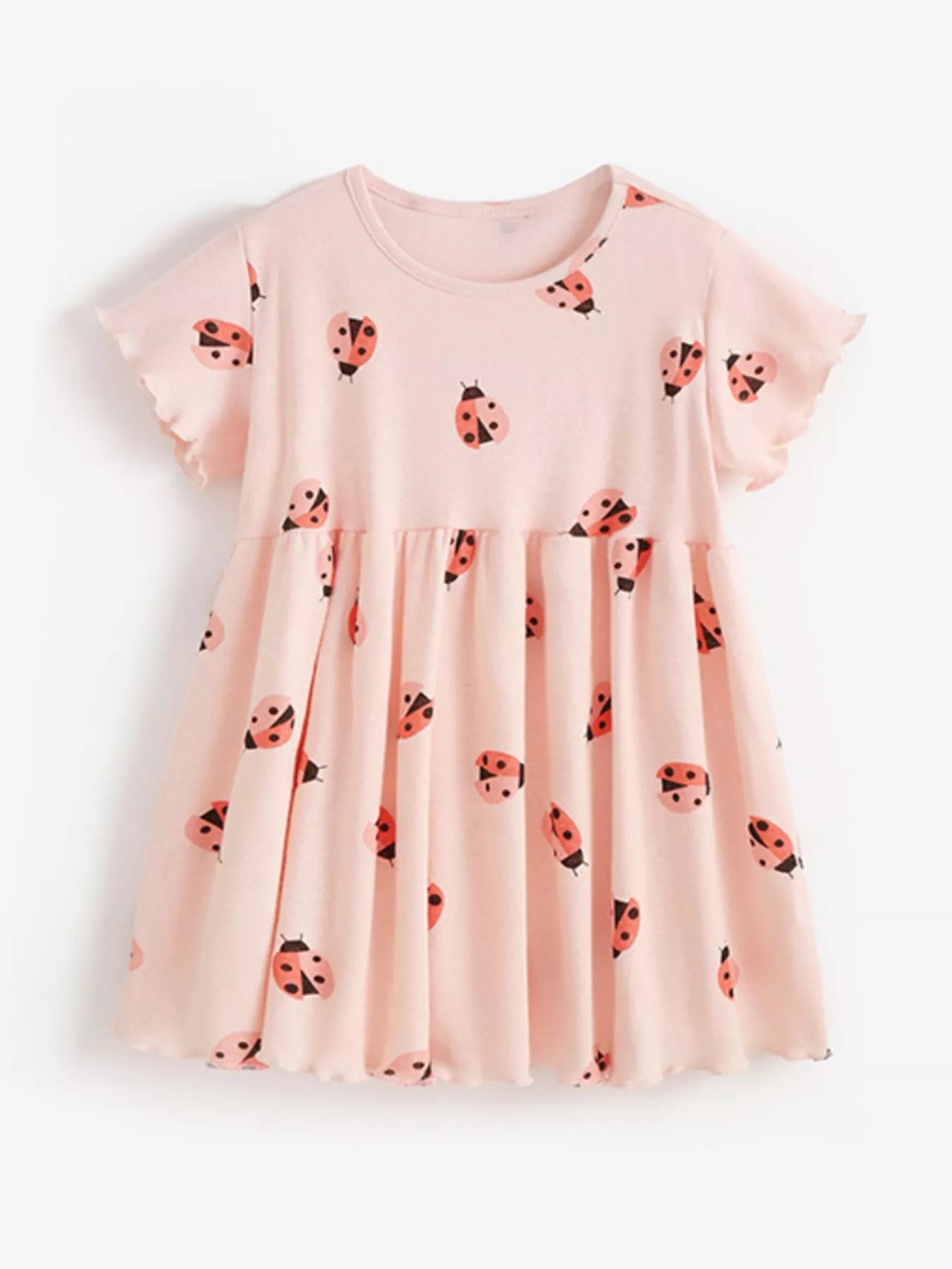 Children's Ladybug Print Ruffle Trim Casual Dress