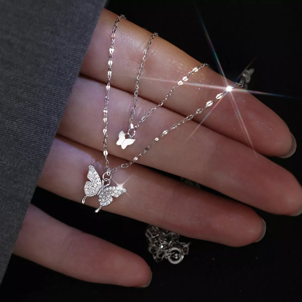 Double Layered Butterfly Necklace