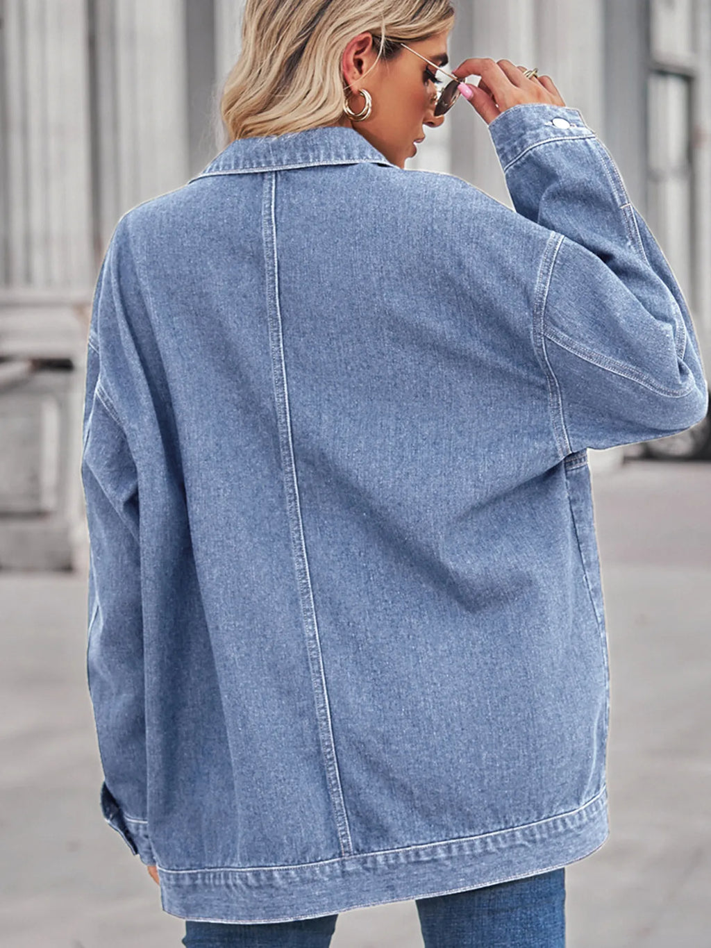 Button Up Long Sleeve Denim Jacket