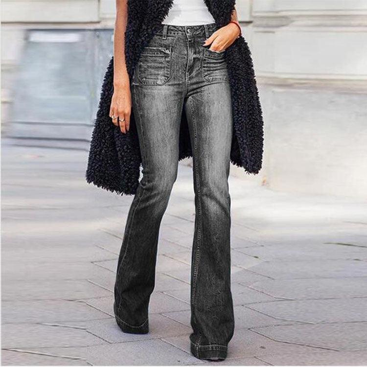 Cowgirl Chic Wide Flare Jeans - Stylish Denim Flare Pants for Trendy Women