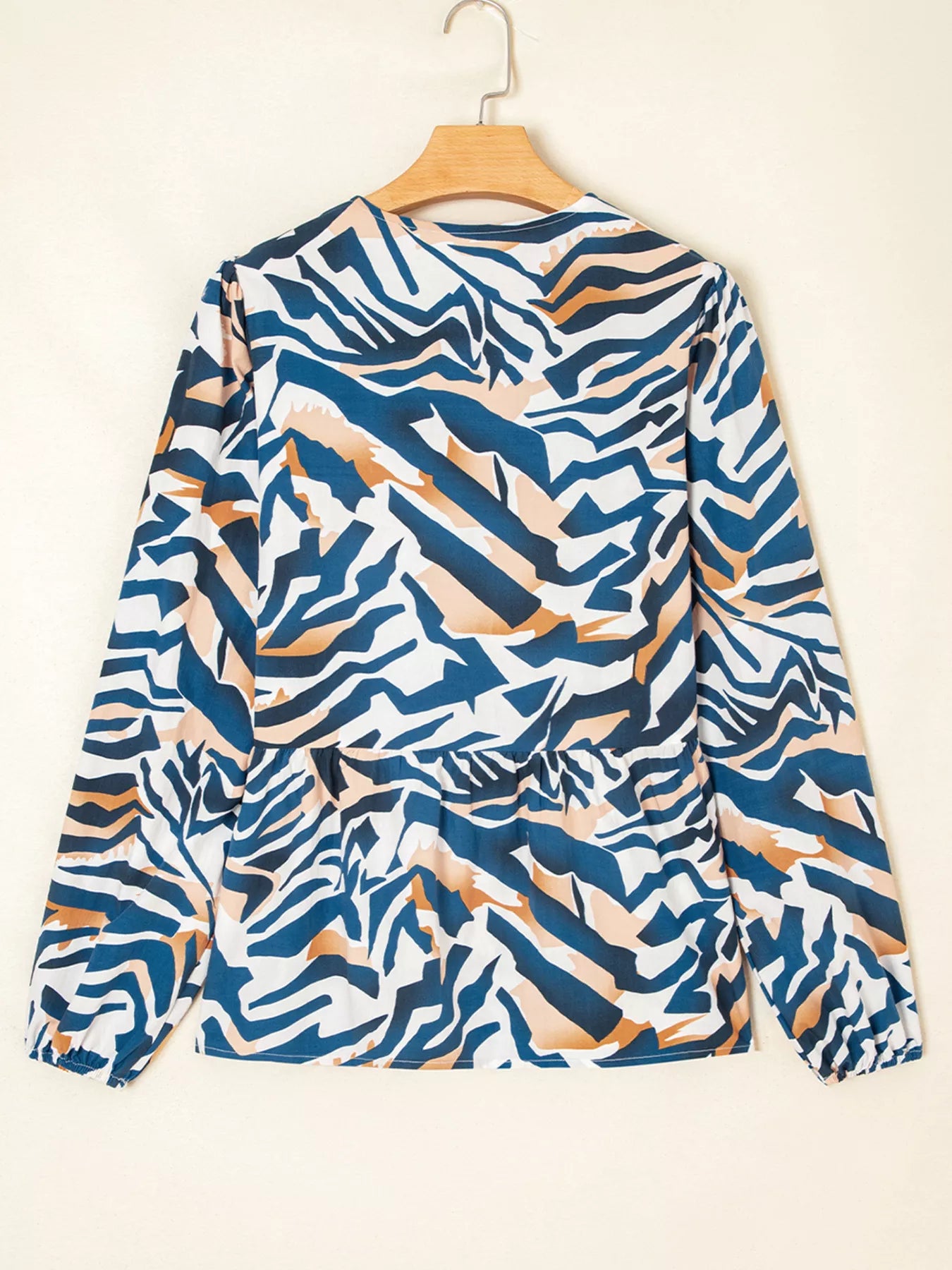 Zebra Print Tied Front Puff Sleeve Top