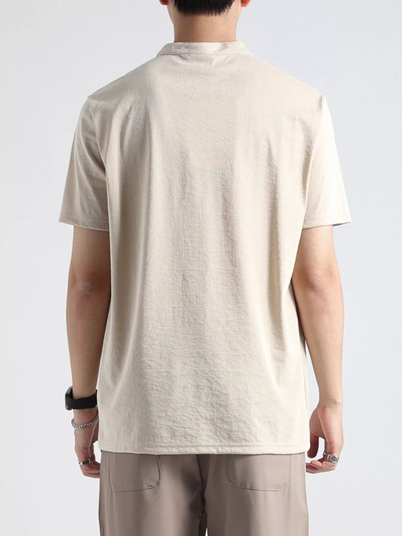 Men's Plus Size Button Detail Short Sleeve Top