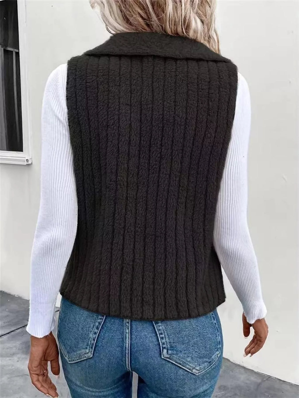 Cozy Fleece Open Front Vest Coat
