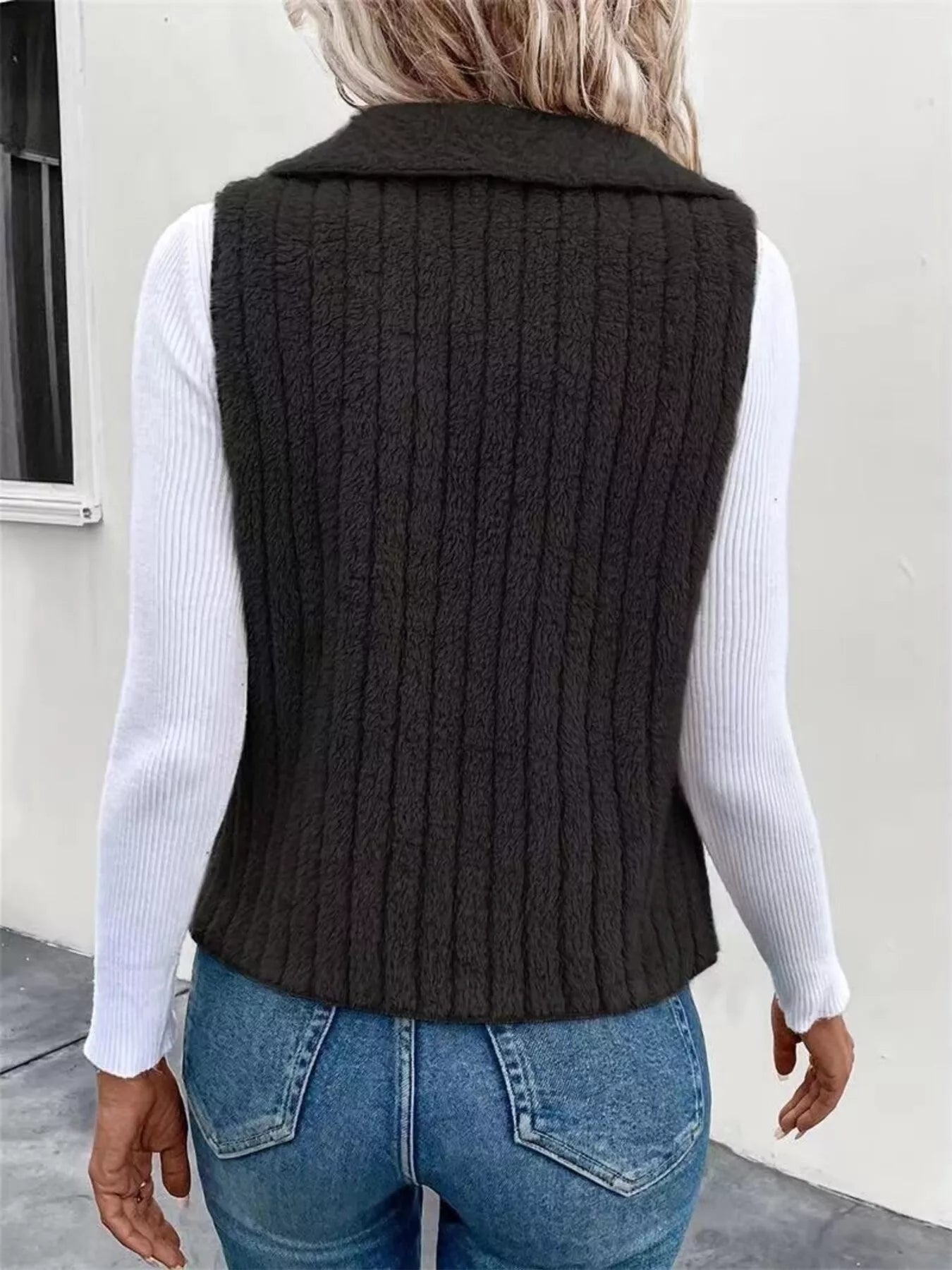 Cozy Fleece Open Front Vest Coat