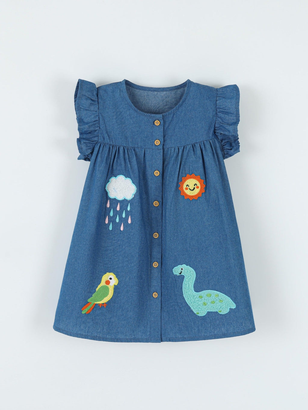 Children's Embroidered Denim A-Line Dress