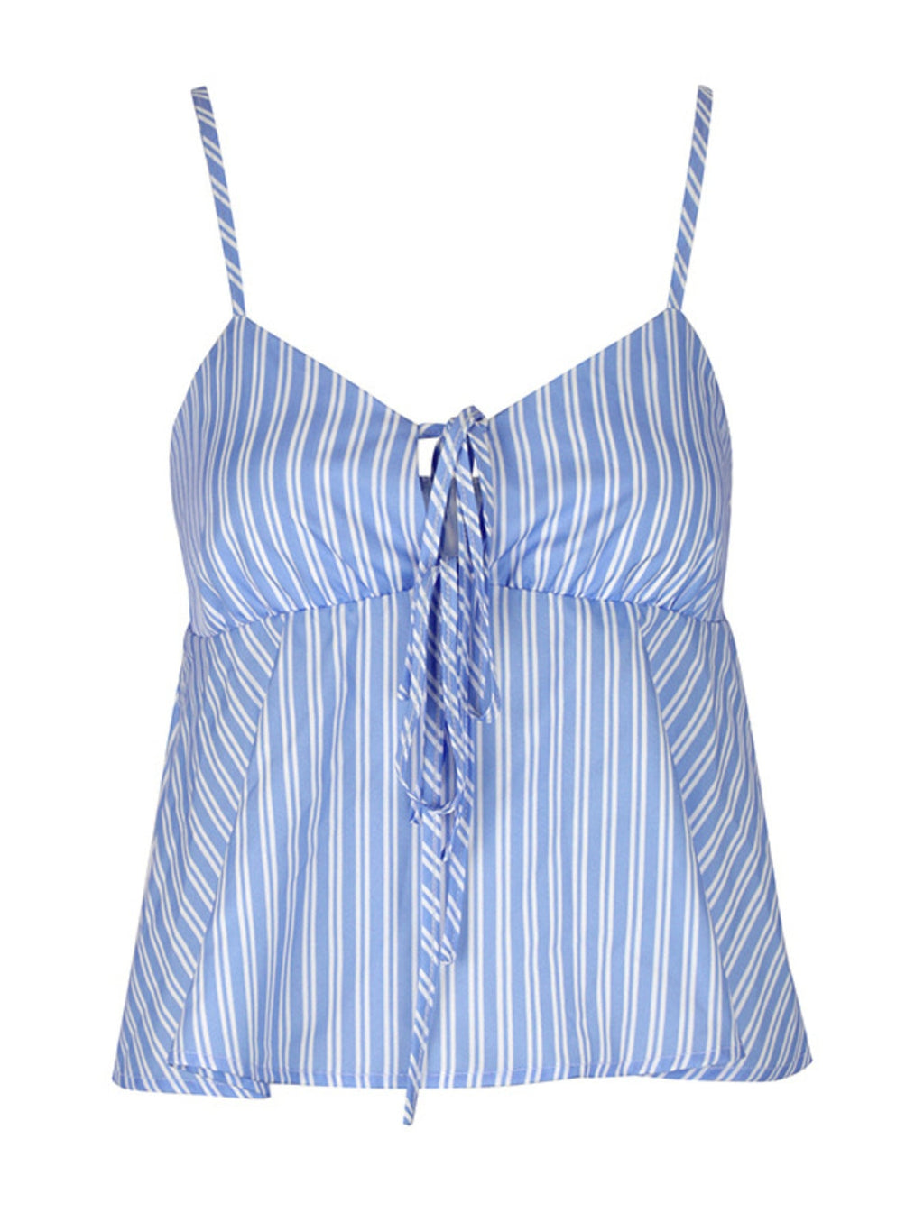 Striped Tie-Front Peplum Cami