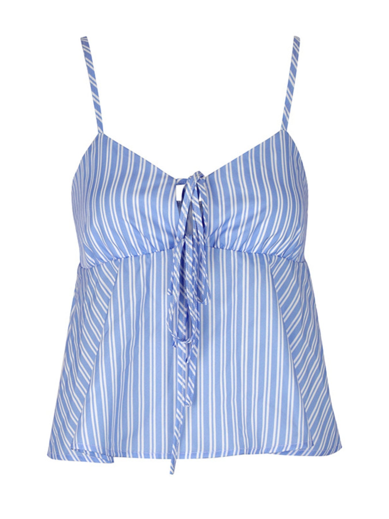 Striped Tie-Front Peplum Cami