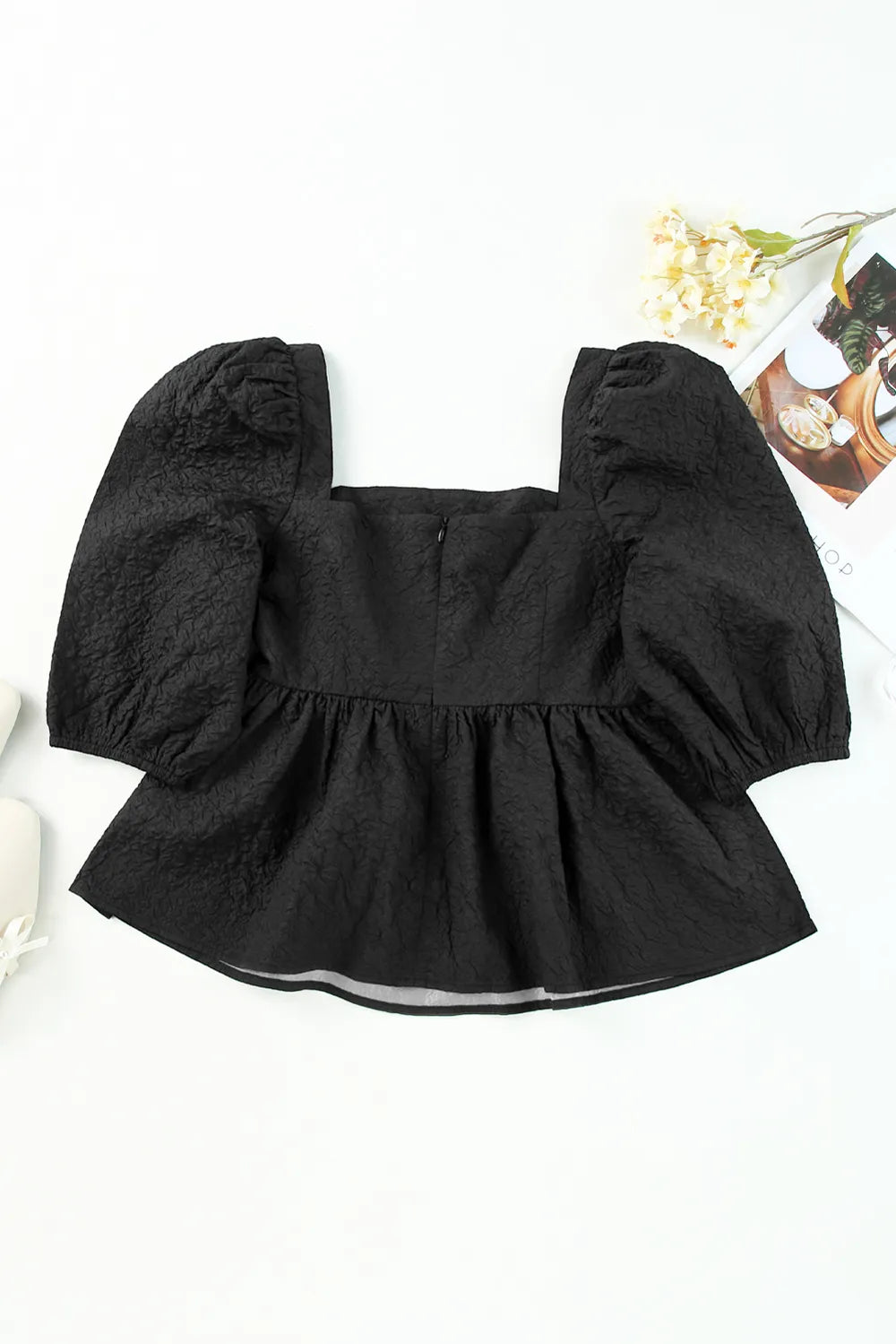 Square Neck Half Sleeve Peplum Blouse