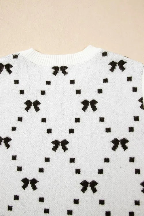 Bow Round Neck Sweater Vest
