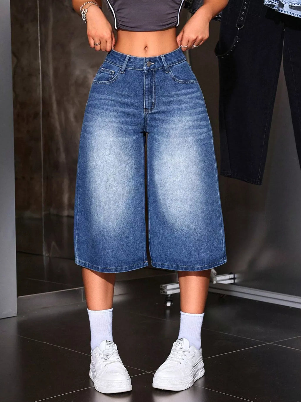 Wide Leg Denim Capris