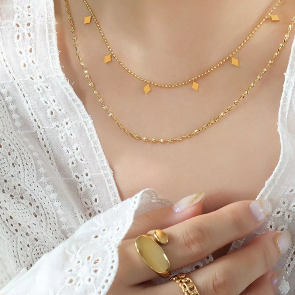 18K Gold-Plated Titanium Steel Layered Necklace