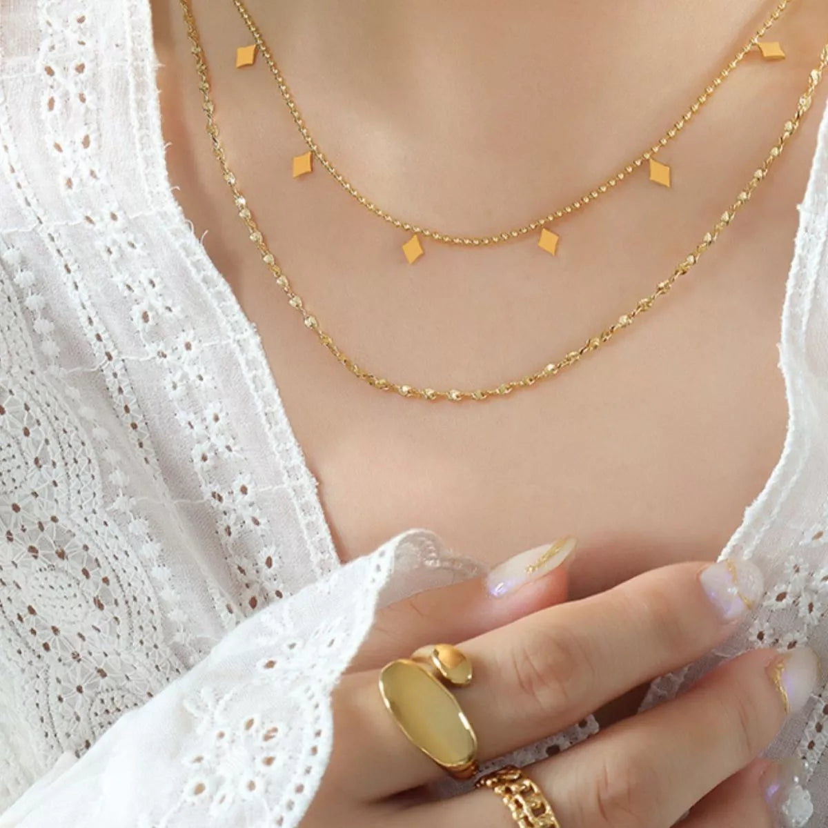 18K Gold-Plated Titanium Steel Layered Necklace