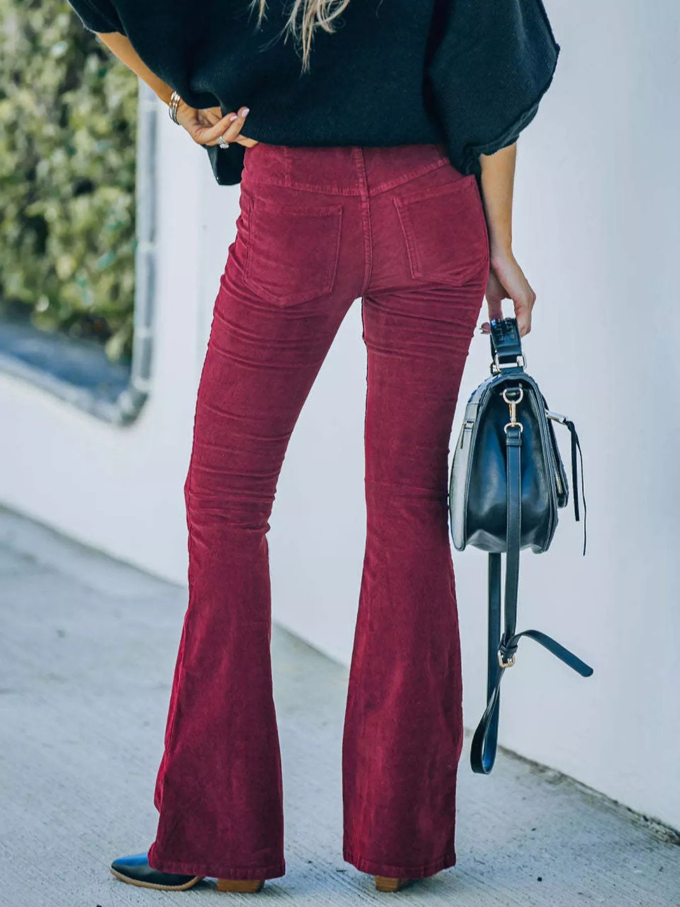 Full Size Corduroy Flare Pants Plus Size
