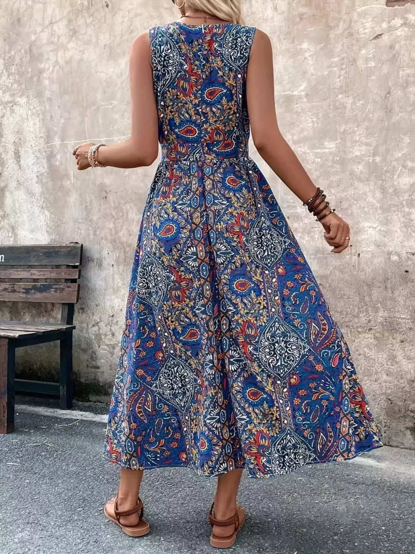Paisley Print Sleeveless Romper