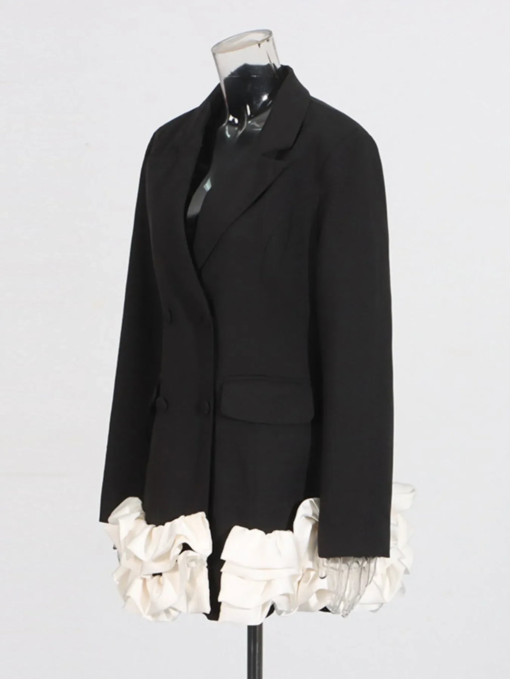 Ruffle Hem Double-Breasted Blazer Dress