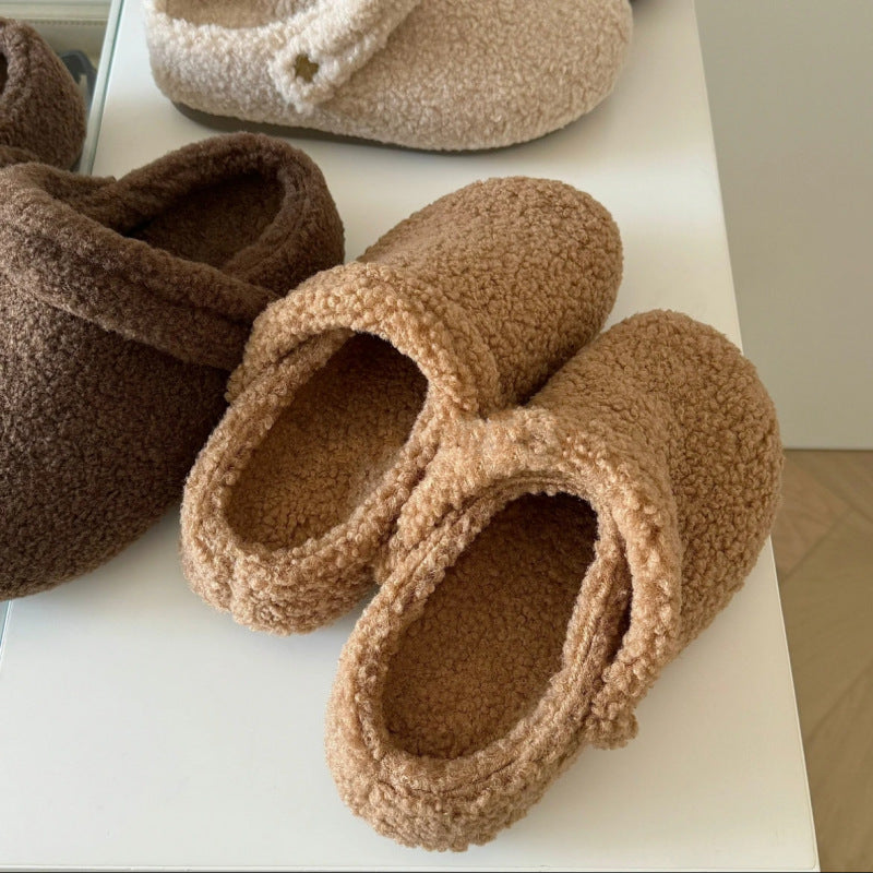 🩴 Women’s Closed-Toe Fleece-Lined Thickened Two-Way Wear Slippers