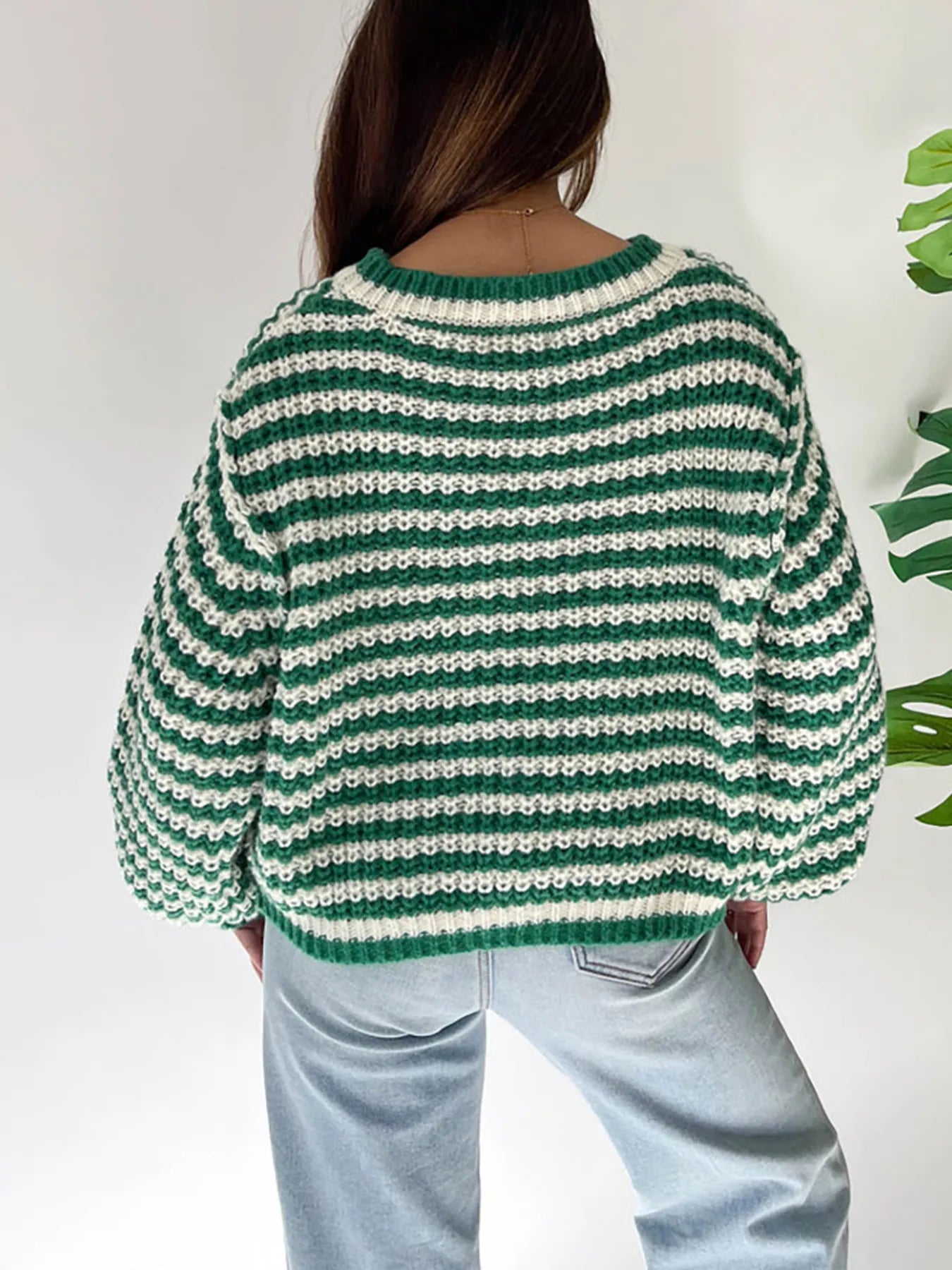 Oversized Striped Drop Shoulder Sweater