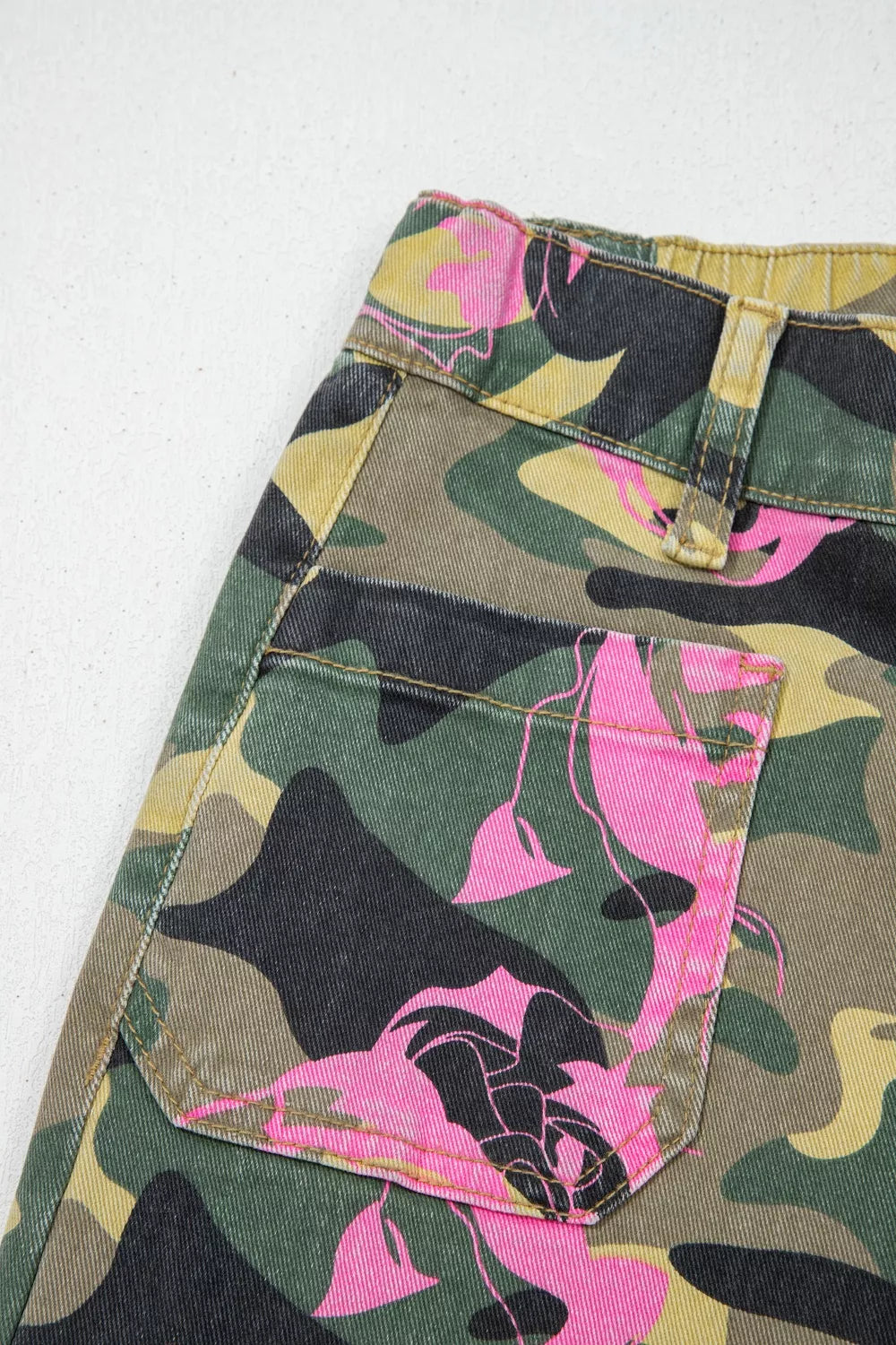 Multicolour Retro Floral Leopard Contrast Patchwork Raw Hem Jeans