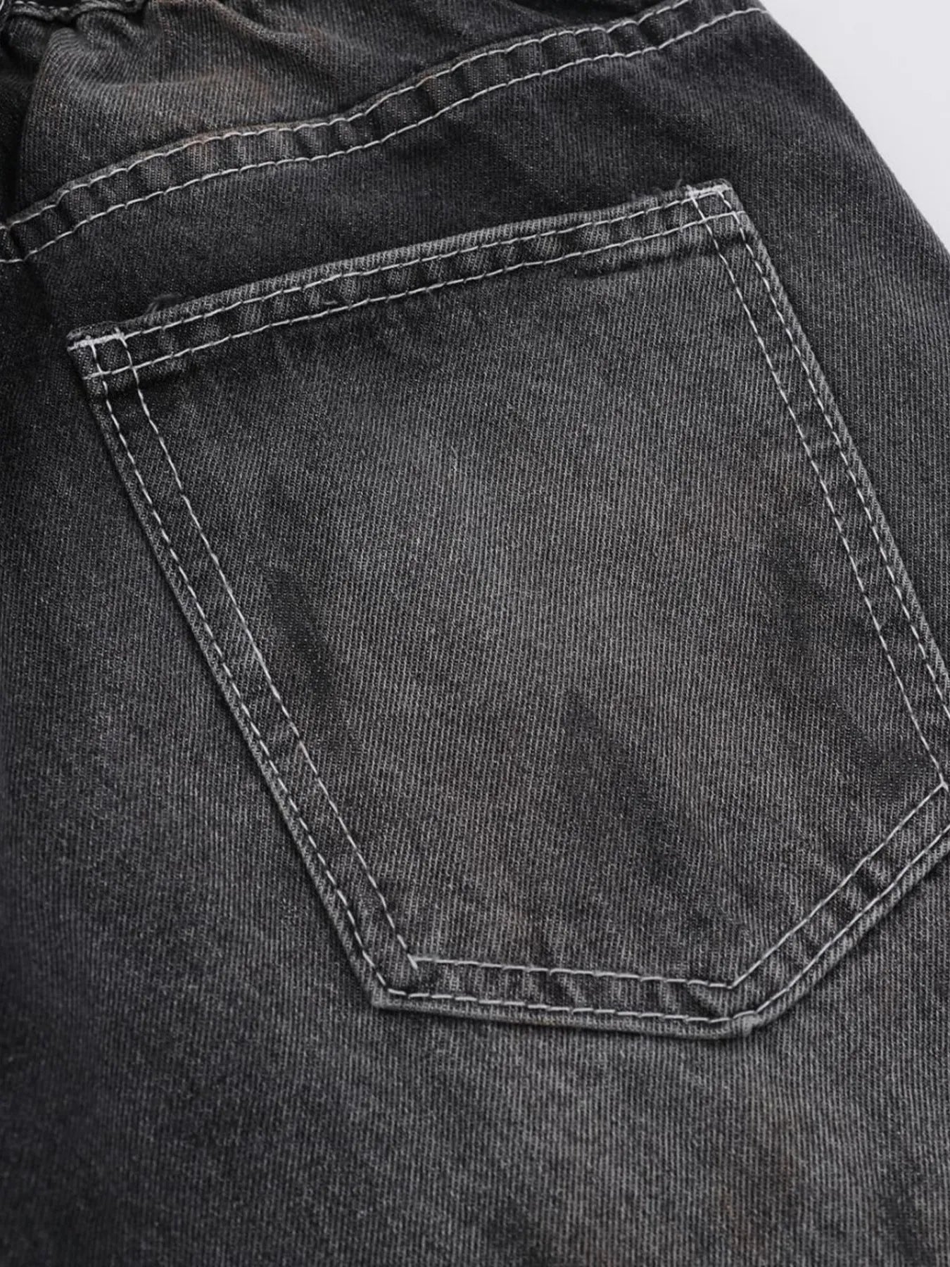 Men's Vintage Washed Wide Leg Denim Jeans