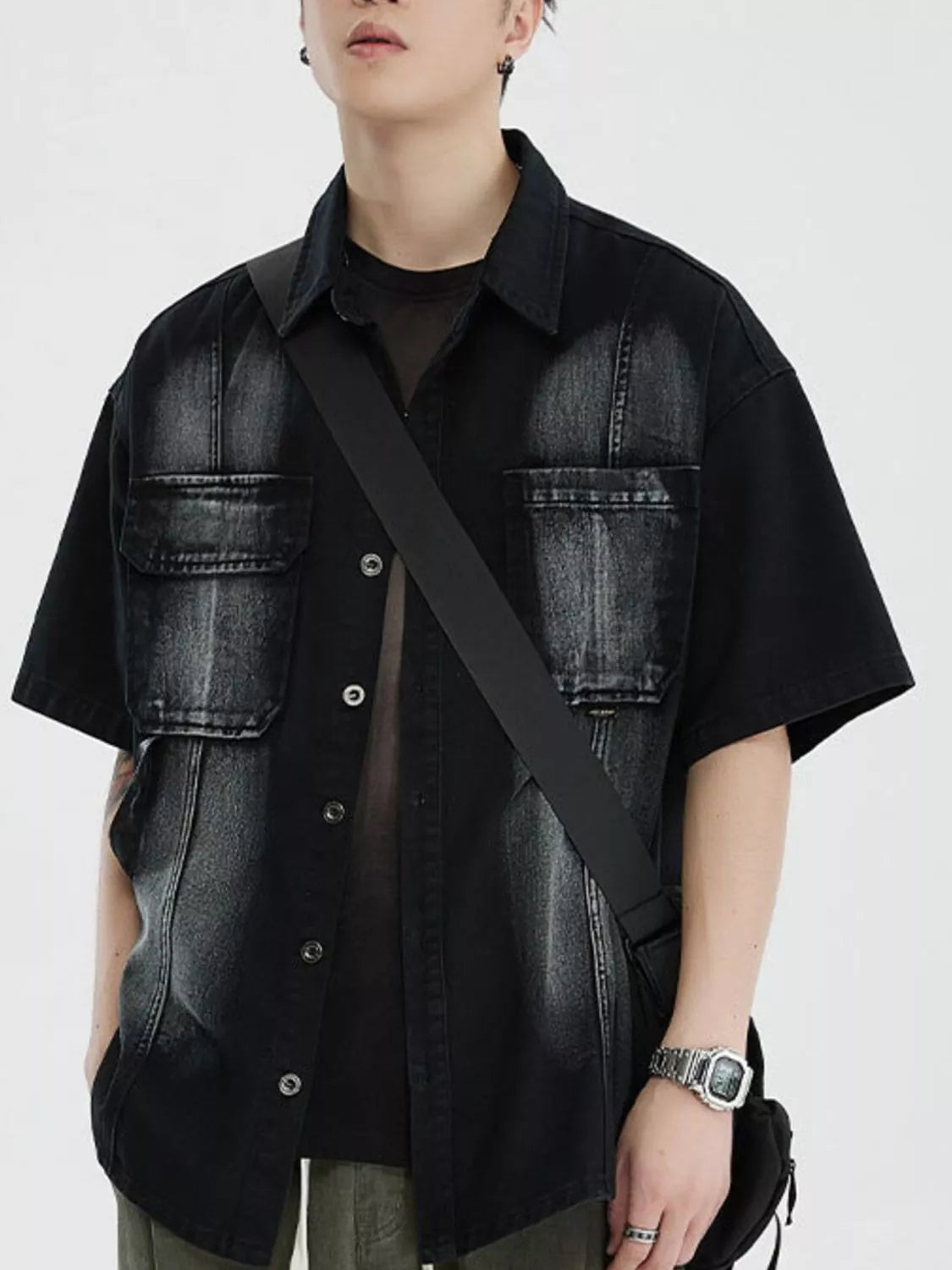 Men's Full Size Button Up Half Sleeve Shirt Plus Size