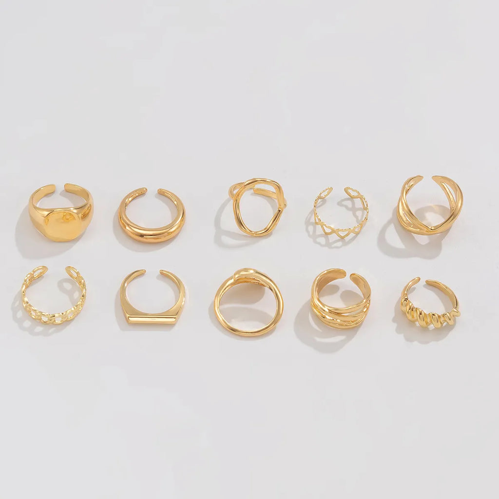 10-Piece Alloy Geometric Ring