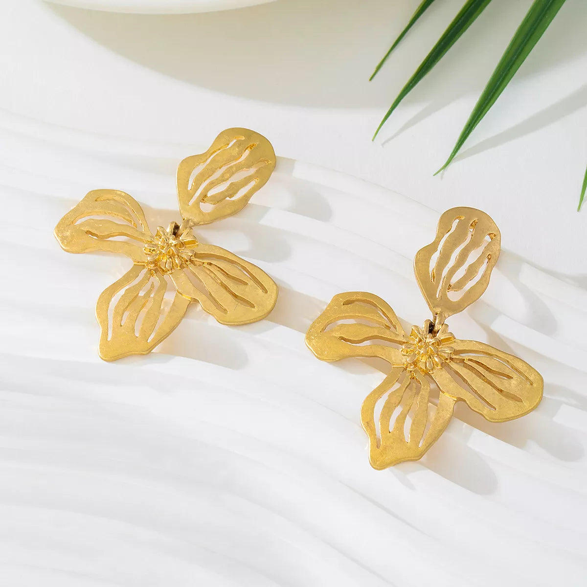 18K Gold-Plated Butterfly Flower Statement Earrings