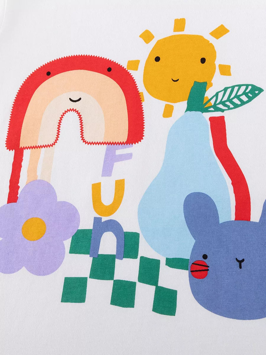 Children's Cartoon Graphic T-shirt and Shorts Set