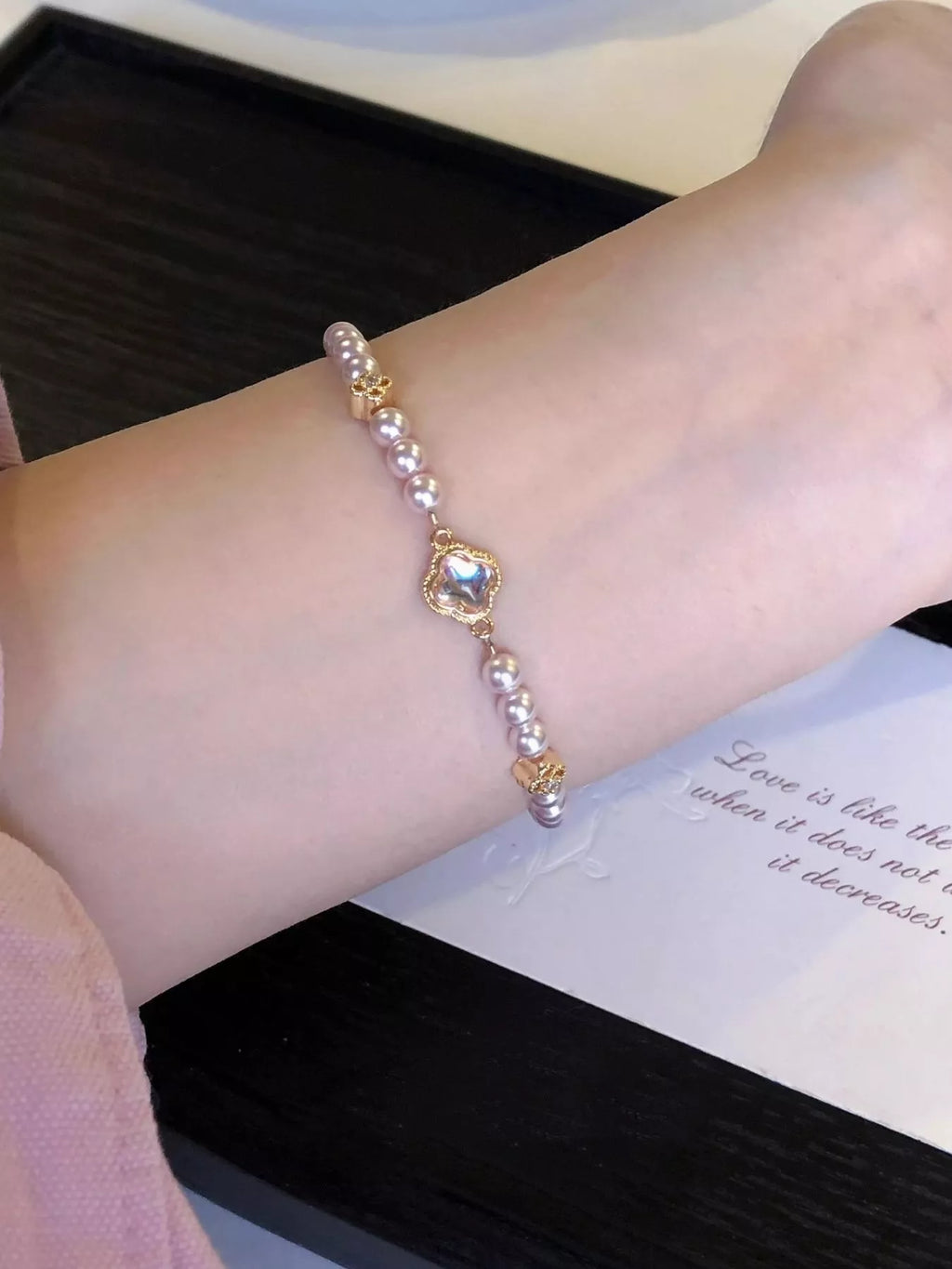 Pearl Clover Charm Bracelet