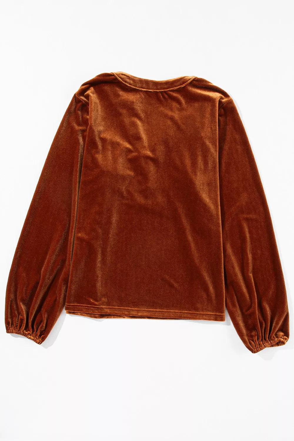 Velvet Button-Front Long Sleeve Blouse