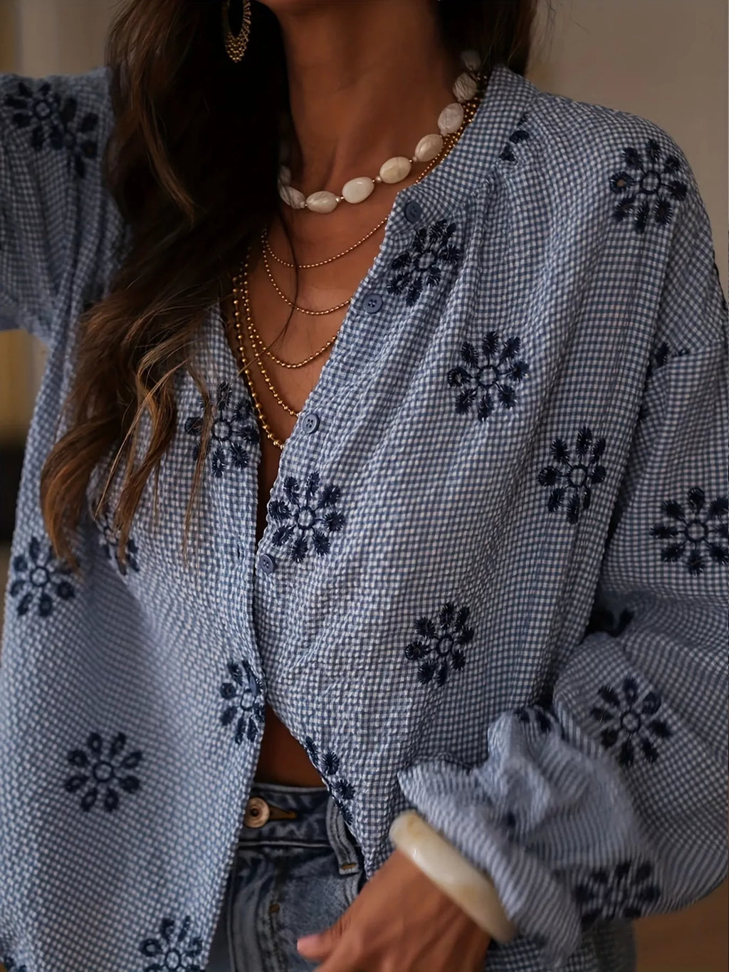 Floral Textured Button Up Shirt