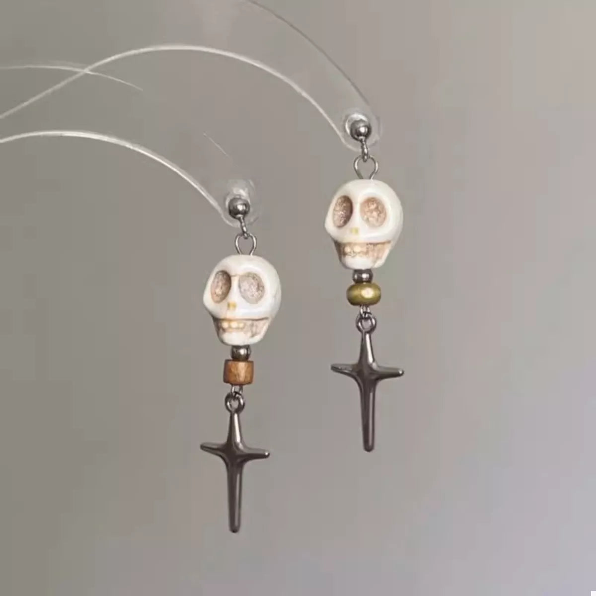 Skull Cross Drop Earrings