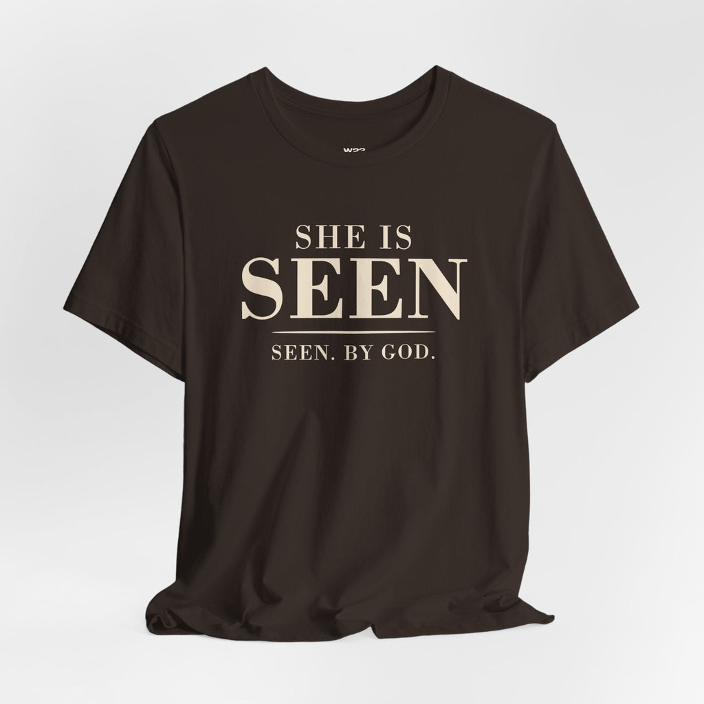 She Is SEEN. — "Seen, by God" Women's Faith Tee