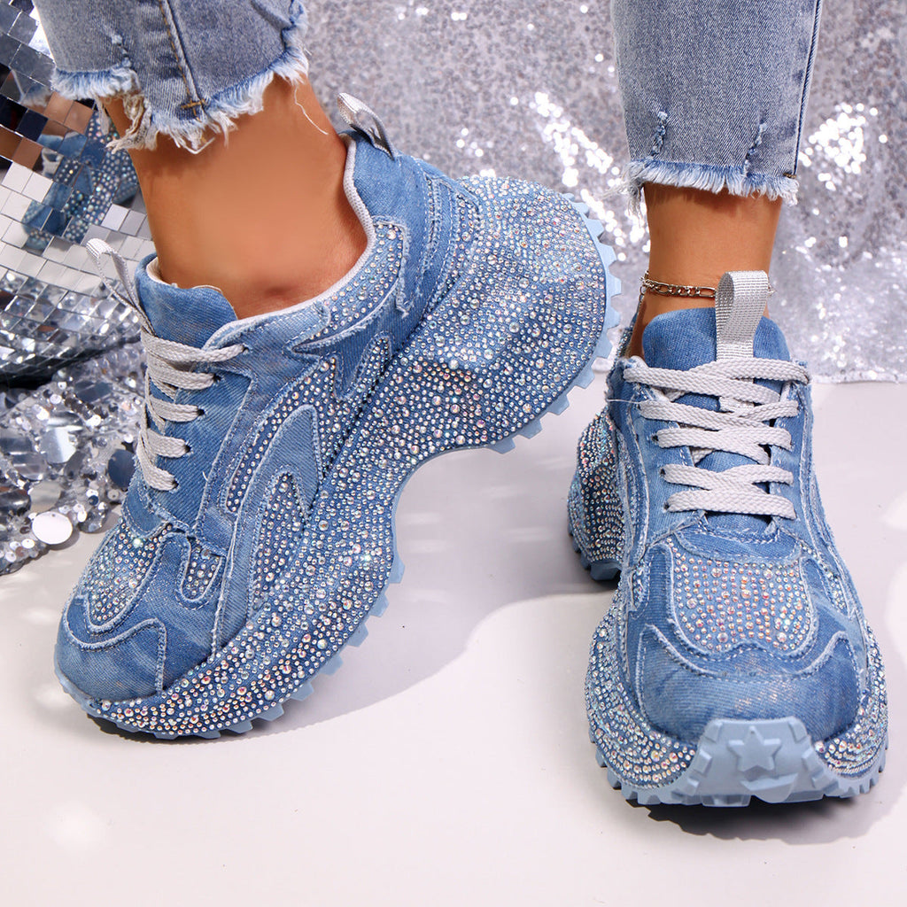 Rhinestone Lace Up Sneaker