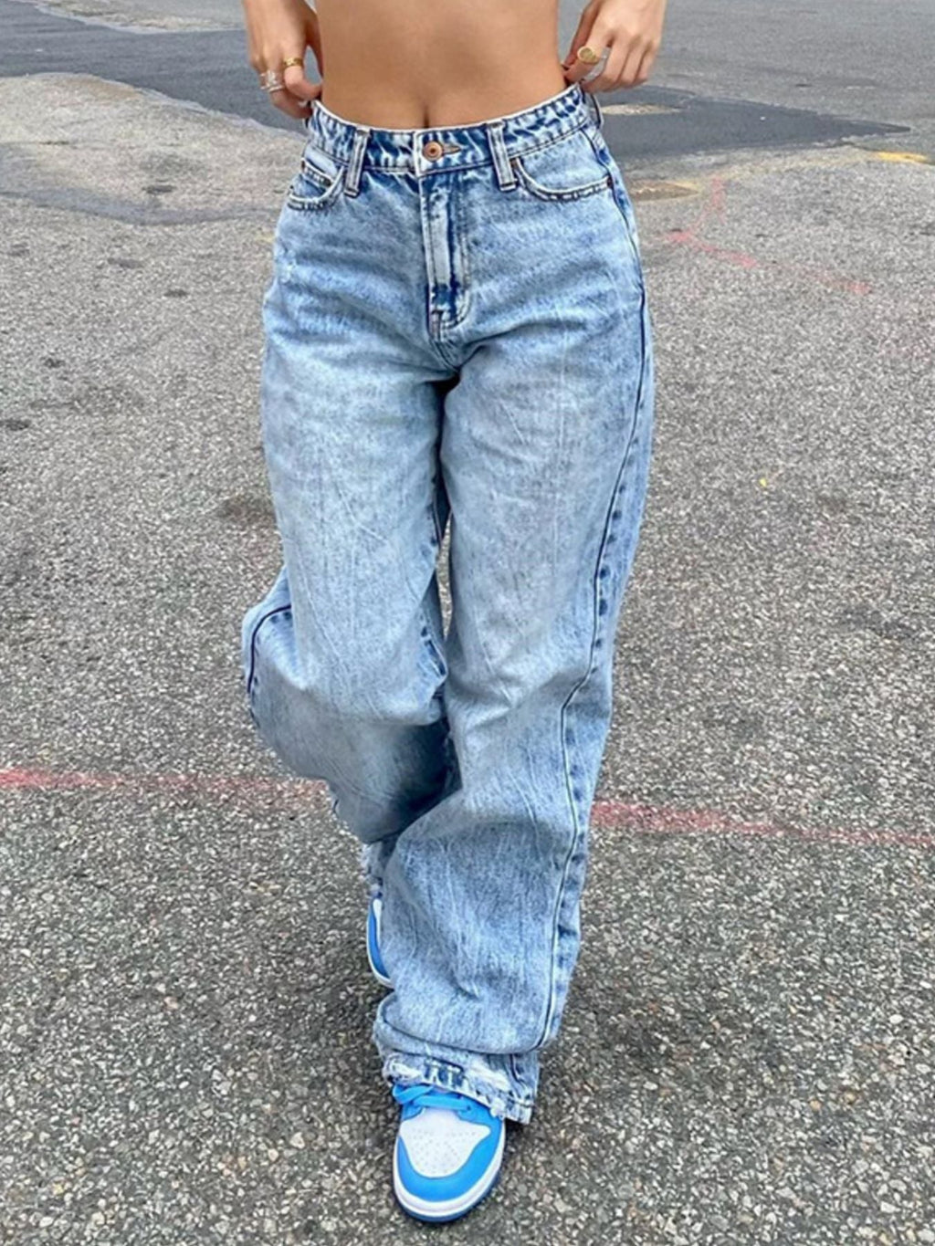 Wash Wide Leg Jeans