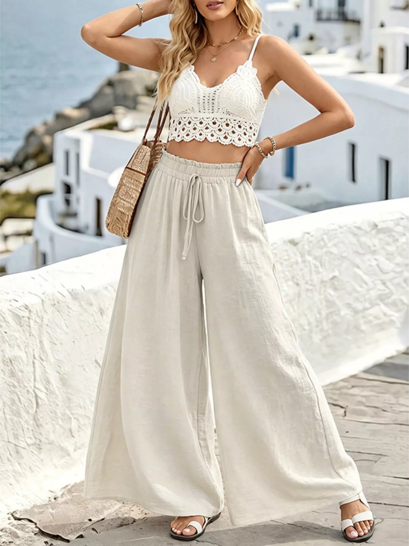 Wide Leg Drawstring Pants