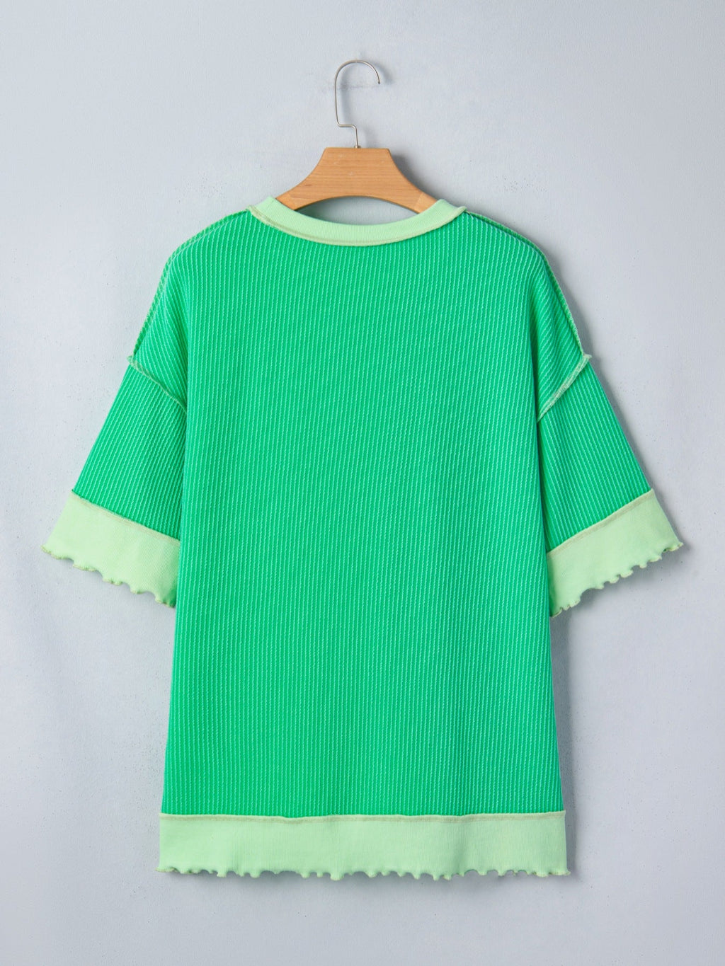 Loose Uneven Hem Twist Ribbed T Shirt