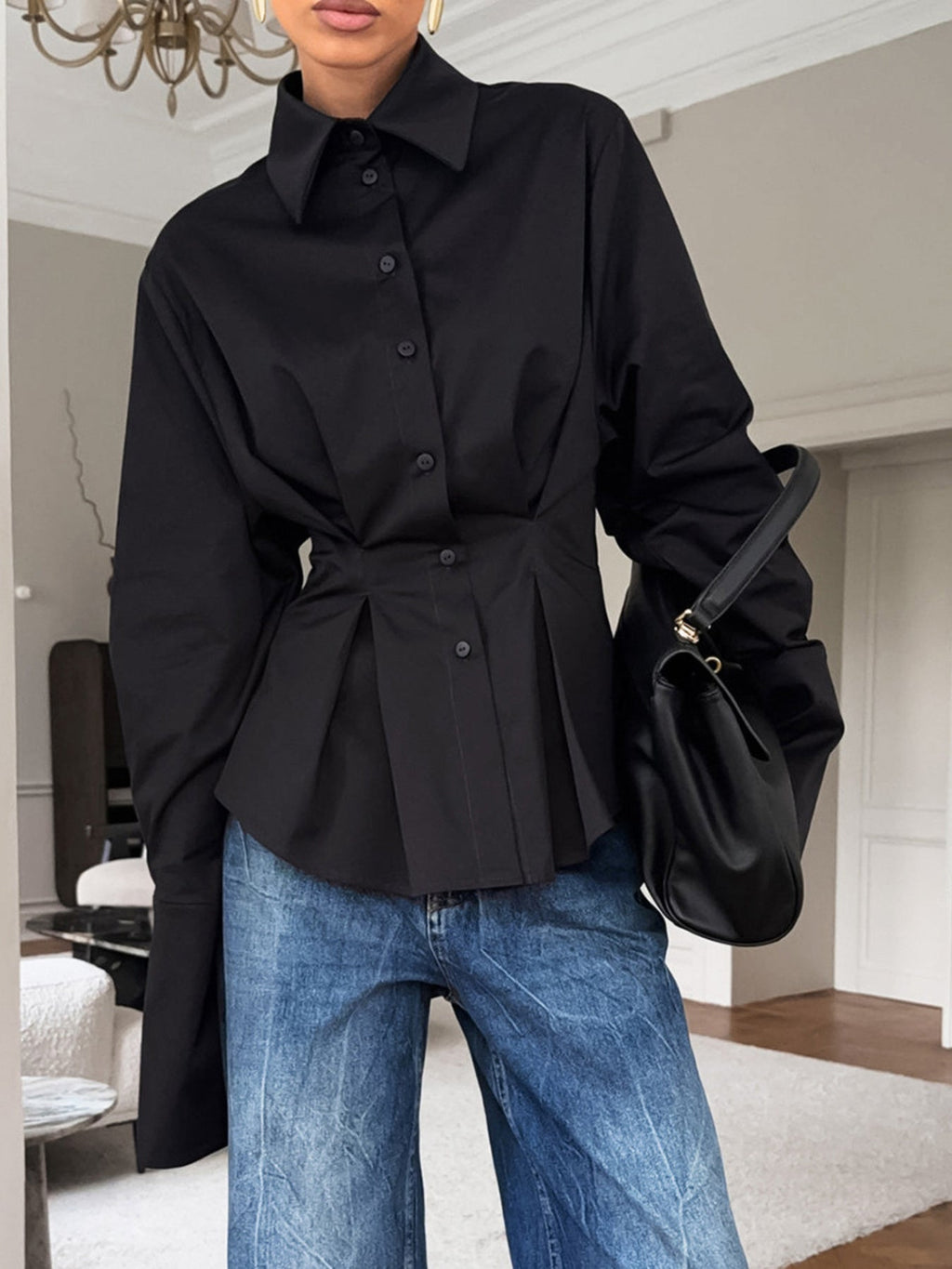 Button Up Cuff Detail Shirt
