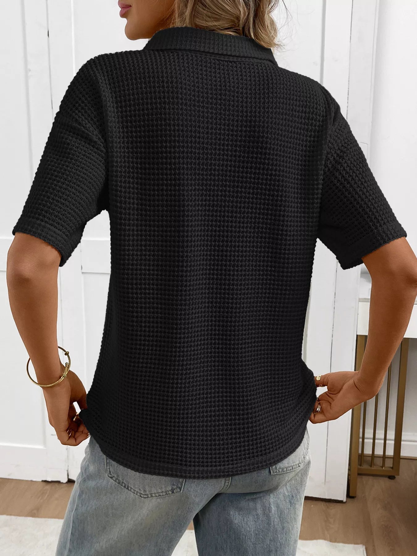 Striped Knit Short Sleeve Top