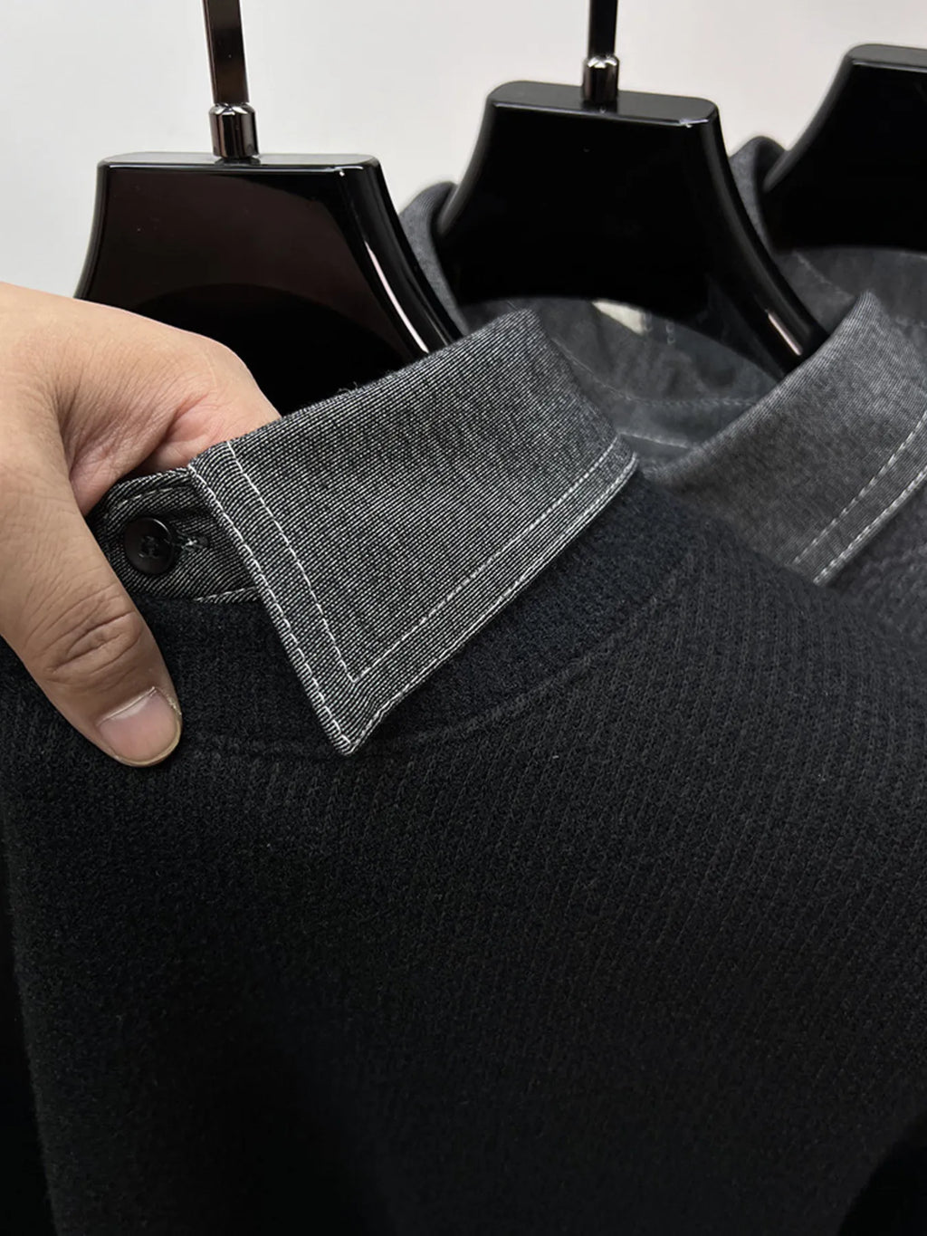 Men's Plus Size Ribbed Knit Collared Neck Sweater