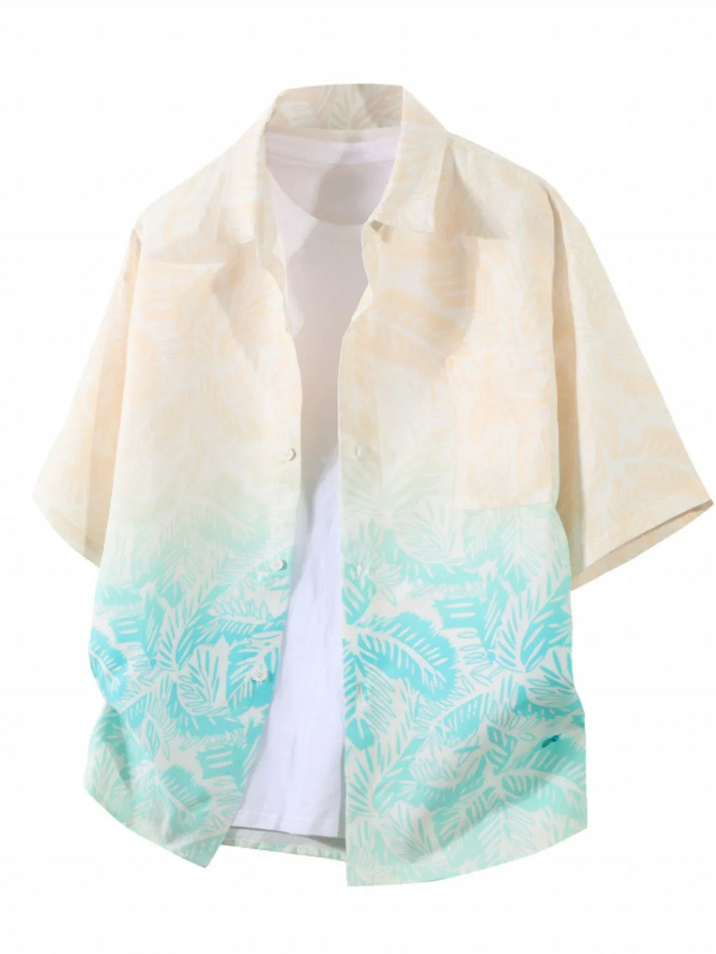 Men's Plus Size Tropical Print Short Sleeve Casual Shirt