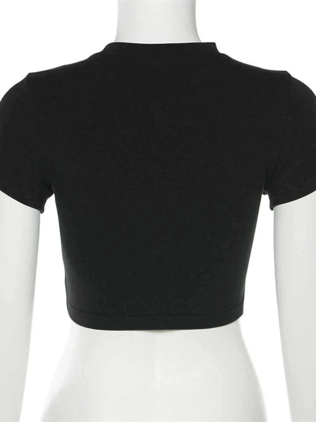Letter Embroidered Cropped T-Shirt