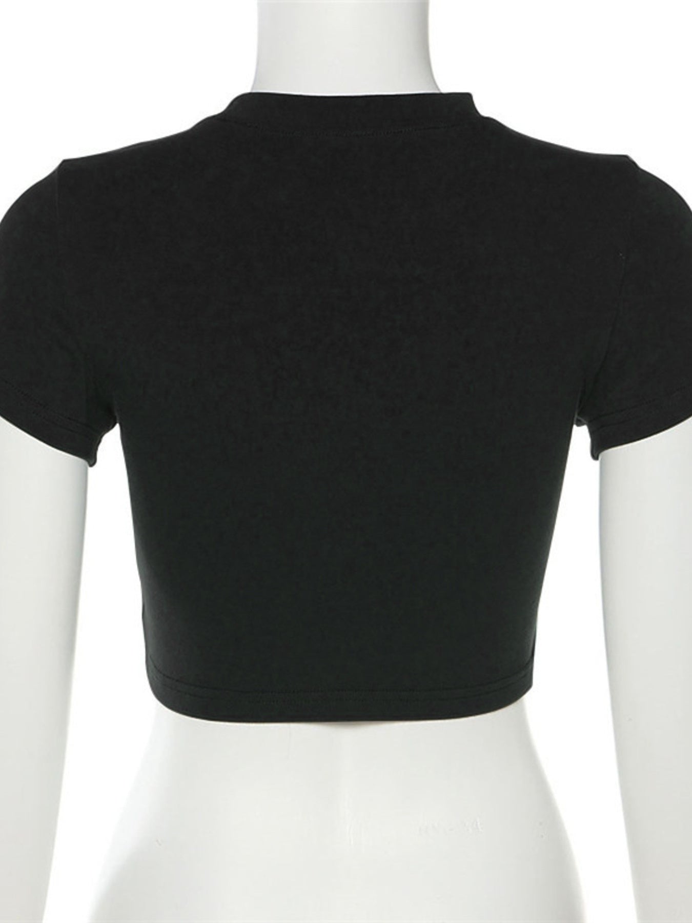 Letter Embroidered Cropped T-Shirt